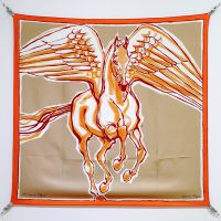 Hermes Libre Comme Pegase Scarf 90 In Orange