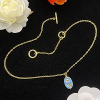 Hermes Mini Maillon Pendant Necklace In Gold/Blue
