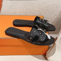 Hermes Oran Slides Women Medor Studs Calfskin In Black